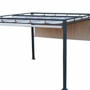 Gazebo maine pergola acciaio 3x3m con tende laterali poliestere 180gr/m2